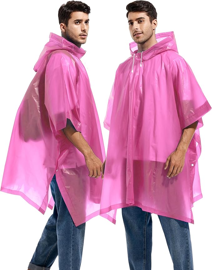 2 Pack Rain Ponchos for Adults Reusable - Raincoats Survival Emergency Heavy Duty Rain Coat with Drawstring Hood