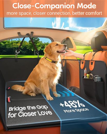 2 in 1 Dog Car Seat Cover for Back Seat & SUV Cargo Liner for Dogs, Waterproof PU Leather Back Seat Extender Hold 500lbs, Hard Bottom Dog Hammock for Car SUV Truck, Anti-Scratch & Wipe Clean Trunk Mat