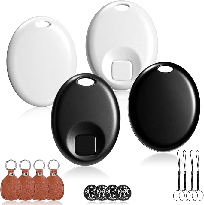 Air Tracker Tag 4 Pack: Easily Track and find Your Keys, Wallet, Suitcase, Backpack, and Other Items with Precise Location Tracking and beeping Sound alerts. AirTag with Apple Find My (iOS Only) App
