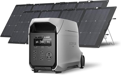 EF ECOFLOW DELTA 3 Ultra Plus Portable Power Station with 2X220W Solar Panel, 3072Wh LiFePO4 Battery, 3600W (7200W Surge) Output, Expandable to 11kWh, Reliable Home Battery Backup & Camping