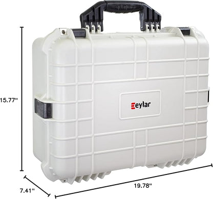 Eylar Large 20 Inch Protective Camera Case Water and Shock Proof With Foam (White)