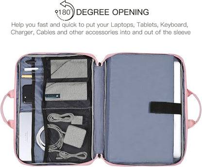 11.6-12.9 Inch Laptop Bag Sleeve Women Ladies TSA Travel Briefcase with Organizer for Lenovo Chromebook Flex 3 11, Macbook Air 13 A2337, Acer Chromebook Spin 311, Surface Pro 7/6/5/4 HP Dell Case,Pink