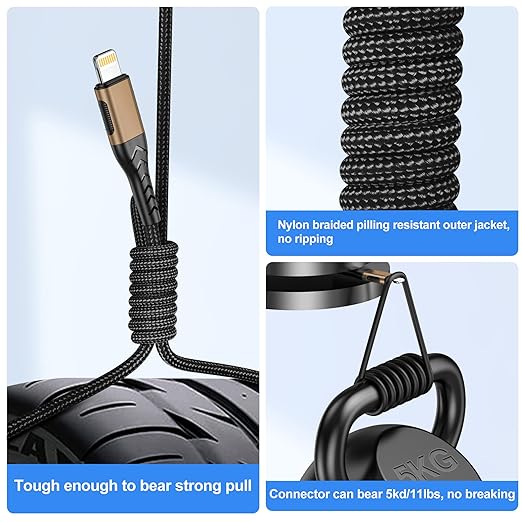 Durcord Compatible with iPhone Charger, 3Pack 10FT USB A Cable for Long Charger Cable, Fast Phone Charging Cord Compatible with Phone Xs Max/XS/XR/X/8/7/6S/6/Plus/SE/Pad(Brown)