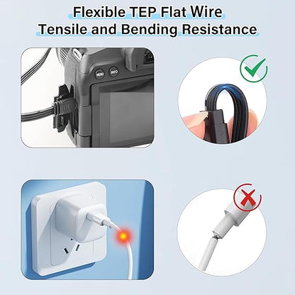 Flexible USB Type-C to Micro USB Cable,Micro 5pin to USB C Flat Data Cable,Type C-to-Micro Short Flat Cable Supporting Charging& DataTransfer,for Phone,Camera,Laptop-30CM(Straight)