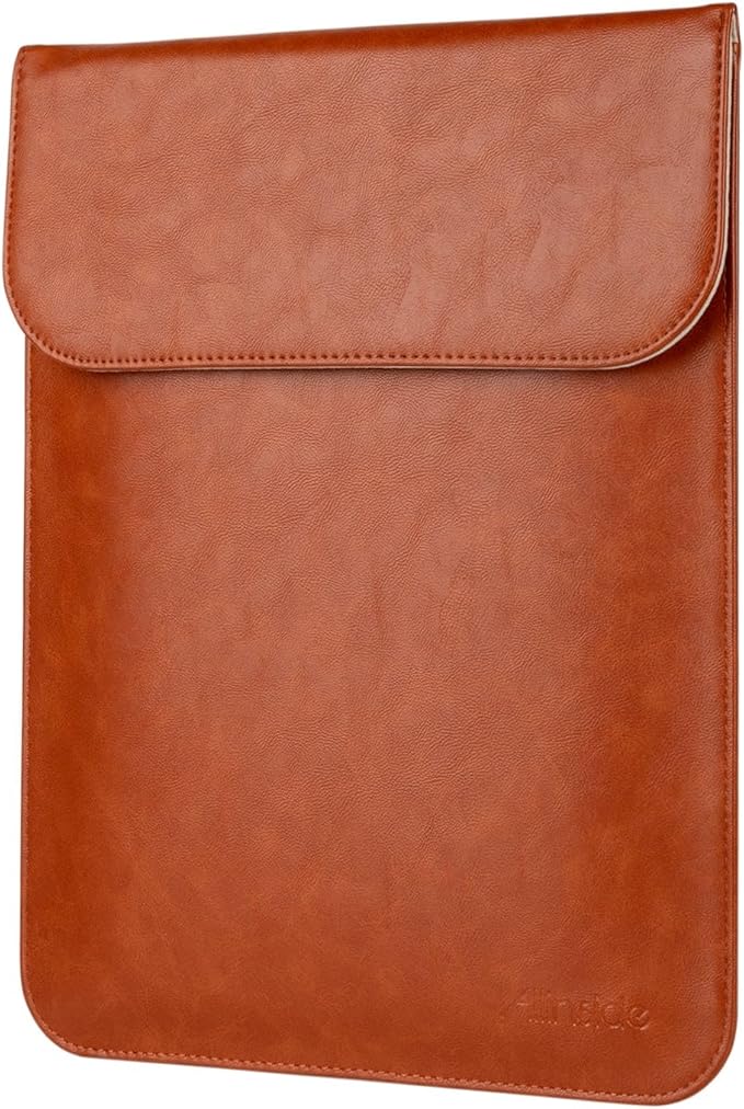 Allinside 15-16 inch Laptop Sleeve Case Compatible with MacBook Air 15 2023-2025/MacBook Pro 16 2021-2024, Waterproof PU Leather Laptop Sleeve Bag Protective Vertical Case Cover, Brown