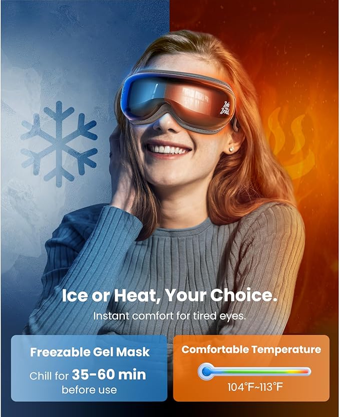 BOB AND BRAD Eye Massager with Heat and Cooling FSA Eligible, EyeOasis 3 Eye Mask for Migraine, Heated Face Massager for Dry Eye Strain Relief Improve Sleep, White Elephant Christmas Gifts for Men