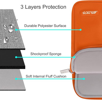 MOSISO Laptop Case 13.3 inch, 13-13.3 inch Laptop Sleeve Compatible with MacBook Air/Pro 13/Pro 14 M5 M4 M3 M2 M1, HP Dell ASUS Lenovo,Polyester Vertical Computer Sleeve Bag with Pocket, Orange