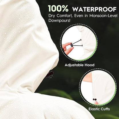 Bruvoalon 3-in-1 Rain Poncho with 1/4 Zip & Chest Pocket, Waterproof, Sunshade, Ground Mat for Adults & Youth Emergency