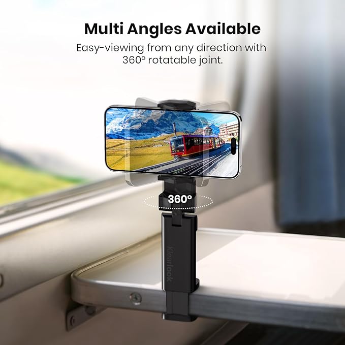 3 Pack Universal Airplane Phone Holder, Klearlook 360 Degree Rotation Travel Essentials Mount for Desk, Handsfree Stand, Flexible Accessories for Flying