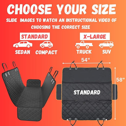Doggie World Dog Car Seat Cover for Back Seat for Cars & SUVs - Durable Pet Car Seat Cover Backseat Protector, Nonslip Dog Hammock for Car, Waterproof Scratchproof Rear Seat Cover Against Dirt, Fur