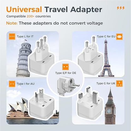 220V to 110V Voltage Converter, TESSAN Universal Travel Adapter with 4 USB Charger (1 USB C), 3 AC Sockets and EU/UK/AU/IT Plug Power Adaptor, Step Down Transformer Outlet Converters for International