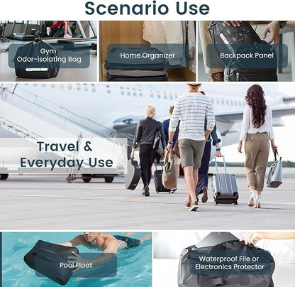 Vacuum Seal Bags for Clothing Travel with Pump & Adjustable Strap, 2 Pcs 40L Waterproof Space Saver Vacuum Storage Bags IP67 Reusable Compression Packing Cubes for Carry on Luggage Backpack
