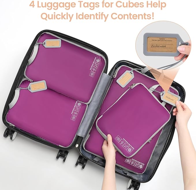 Cambond Compression Packing Cubes for Travel Women - Expandable Travel Bags Luggage Organizers Travel Essentials Compression Cubes for Travel Carry on Suitcases Organizer