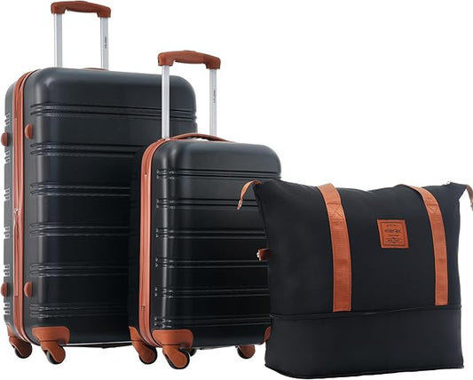 Merax Luggage Sets 2 Piece Suitcase Set 20/28 IN,Carry on Luggage and Travel Bag TSA Lock Expandable,Hard Case Luggage with Spinner Wheels,Black and Brown