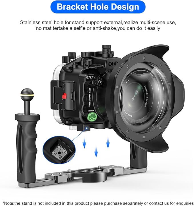 Sea frogs Underwater Camera Case Compatible with Sony A7RV for FE 16-35 F4, 28-70mm with Wide Angle Fisheye Lens IPX8 40m/130ft Maximum Diving Depth A7R-5 Waterproof Camera Housing for Diving A7R-V
