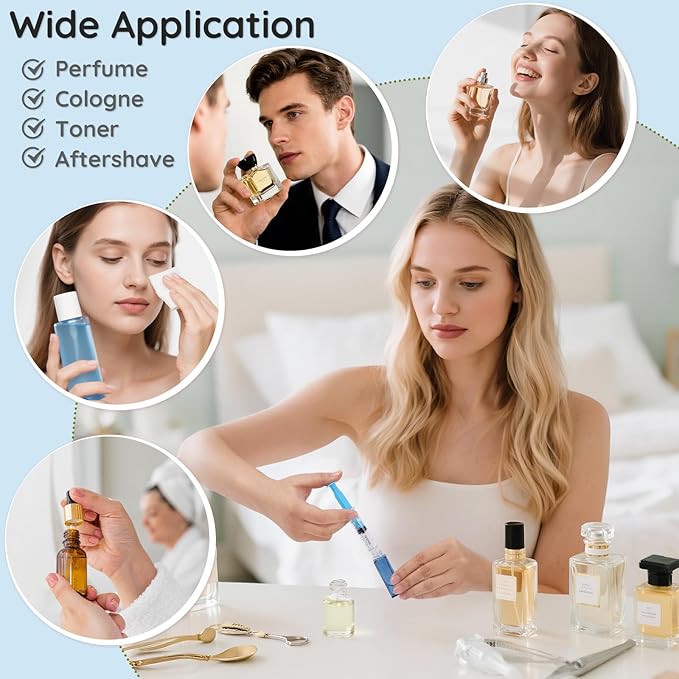 Segbeauty 8pcs 5ml Perfume Funnel Decanter kit, Professional Perfume Refill Tool Kit, Plastic Blue 0.17oz Cologne Making Supplies Transfer Pump Extractor Dropper Dispenser for Travel Cologne Atomizer