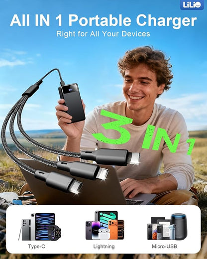 Portable Charger Power Bank，60,000mAh Battery Pack, 22.5W Power Bank Fast Charging with USB Cable, Phone Charger for iPhone 17/16/15/14/13 All Series/Samsung/Android, Camping Essentials, Black