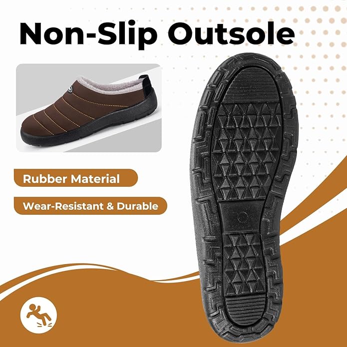 Mishansha Mens Womens House Slippers Warm Fur Lined Winter House Shoes Slip on Cozy Indoor Outdoor Slipper