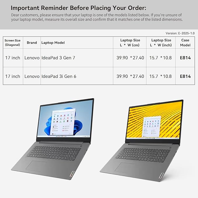Smatree 17 inch Laptop Sleeve for Lenovo IdeaPad 3 Gen 7, for IdeaPad 3i Gen 6 Laptop Bag with Accessory Pocket, YKK Zipper, Patented Shockproof Design (E814)