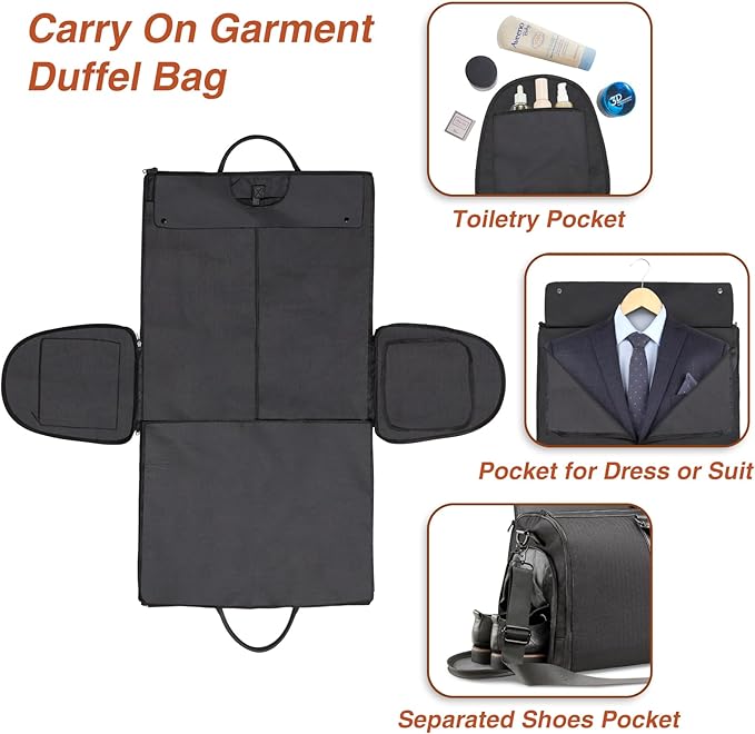 Garment Bags for Travel, Carry-On Suit Bag, Convertible Garment & Duffel Bag with Shoe Compartment, Perfect for Business Trips & Weekend Getaways, Blue