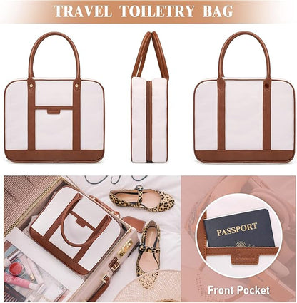 Bosidu Hanging Travel Toiletry Bag,Large Capacity Cosmetic Travel Toiletry Organizer for Women with 4 Compartments & 1 Sturdy Hook,Perfect for Travel/Daily Use/Christmas