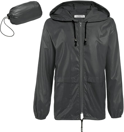 COOFANDY Mens Packable Rain Jacket Lightweight Waterproof Raincoat with Hood Outdoor Rain Gear Travel Hiking Cycling