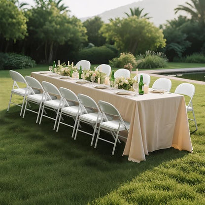 4 Pack White Folding Chairs with Padded Cushion for Outside, Portable Stackable Commercial Metal Foldable Chairs with Steel Frame for Home Events Office Wedding Party, 350lbs Capacity