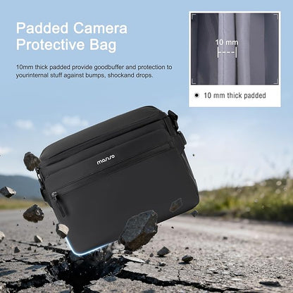 MOSISO Camera Bag, Photography Shoulder Messenger Bag for DSLR/SLR/Mirrorless Cameras, Waterproof Crossbody Camera Case with Front Pocket&Hollow Middle Compartment for Canon/Nikon/Sony, Black