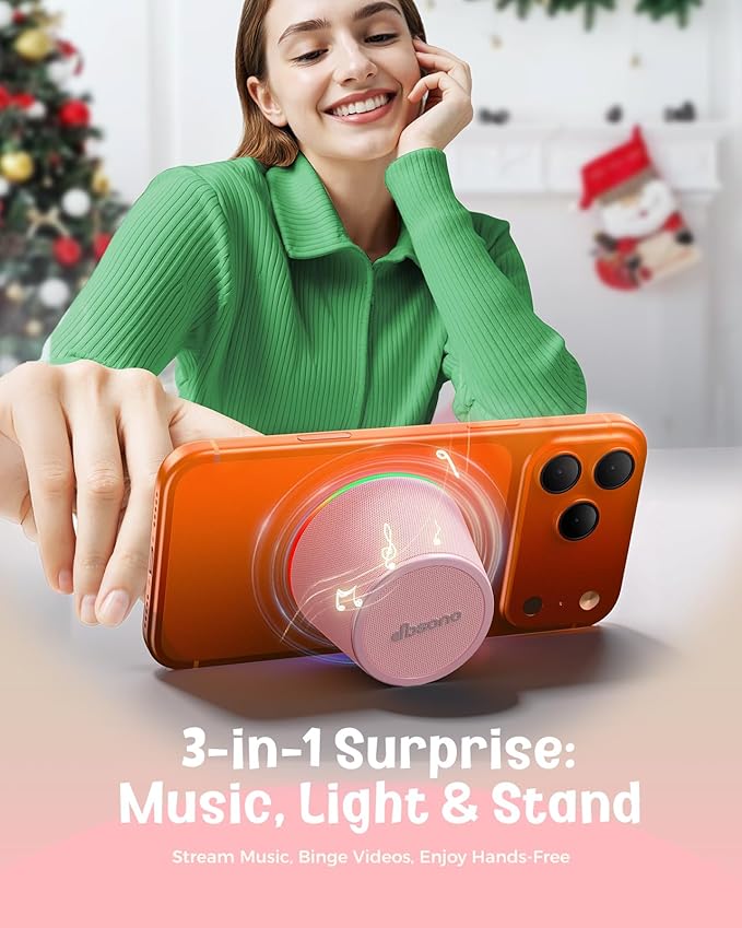 Bluetooth Speaker Stocking Stuffers for Teens: White Elephant Gifts for Adults Men Women, Loud Sound Portable Speaker with Color Light Phone Stand, Christmas Birthday for Boy Girls Trendy Stuff Gadget