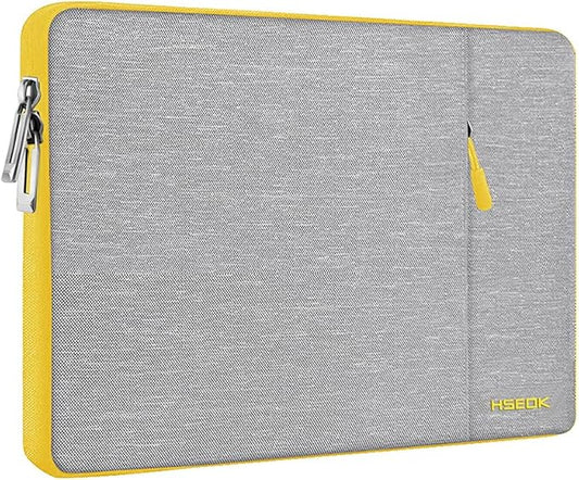 Slim Laptop Case 13.3 14 inch Sleeve, Rainproof & Shockproof Carrying Case for Notebooks Compatible with MacBook Pro 14" and All Models 13.3" MacBook Air/Pro, Most Popular 13"-14" PC,Gray-Yellow