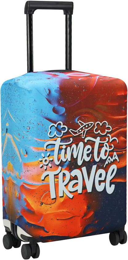 Explore Land Luggage Cover Suitcase Protector Fits 18-22 Inch Case (Time to Travel, S)
