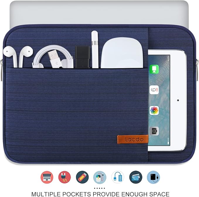 Lacdo 13 inch Laptop Sleeve Case for 13 inch New MacBook Air M4 A3240 2025, M3 A3113, M2 A2681, M1 A2337 | 13" MacBook Pro M2/M1 A2338 A2251 A2289 | 13" iPad Pro M5 / iPad Air M3 Computer Bag, Blue