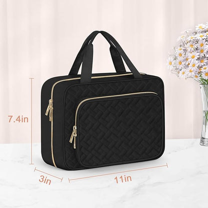Wedama Toiletry Bag for Women, Medium Cosmetic Travel Bag, Hanging Toiletry Bag for Bathroom, Thickened PVC Waterproof Makeup Bag, Toiletries Bag for Travel Business Trips and Camping, Black