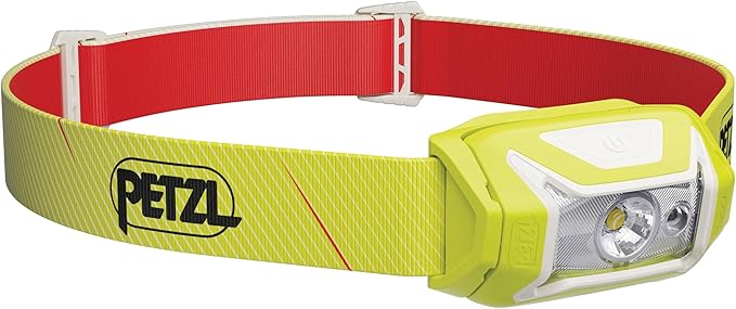 PETZL Tikka Headlamp - Compact 350 Lumen Light with Red Lighting, for Hiking, Climbing, Running, and Camping - Yellow