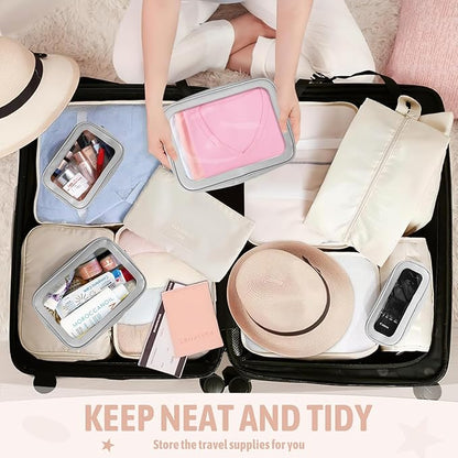 5 Pack Clear Toiletry Bag,TSA Approved Travel Makeup Pouch with Zipper for Cosmetics and Toiletries，Diaper Bag Organizer Pouch Set,Purse Organizer for Christmas Women Gift