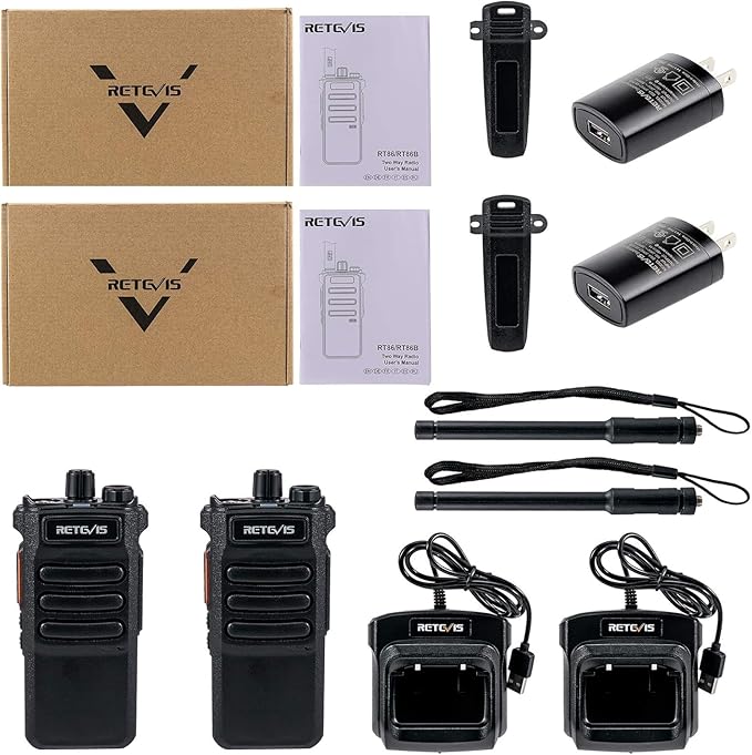 Retevis RT86 Emergency Two Way Radios Long Range,Professional Walkie Talkies with 2600mAh Rechargeable,Alarm,Flashlight,Shatterproof Display,Handheld 2 Way Radio for Off-Roading Overland Farm(2 Pack)