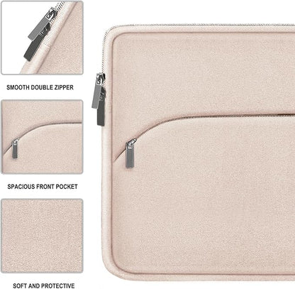 Laptop Case 13.3 inch, Portable Monitor Protective Laptop Sleeve with Front Pocket Computer Bag Compatible with MacBook Air Pro 13.3 inch 14 inch, Dell, HP, Light Pink