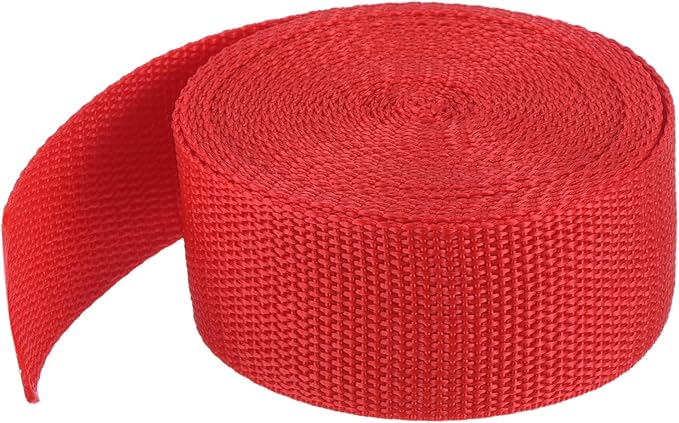 MECCANIXITY Lightweight Polypropylene Webbing Strap 1 1/2" 5 Yard Backpack Strapping Band Red for Outdoor Luggage Cargo Straps