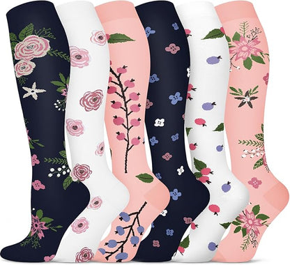 Graduated Compression Socks for Women&Men 20-30mmhg Knee High Socks Travel Hiking Running Stocking