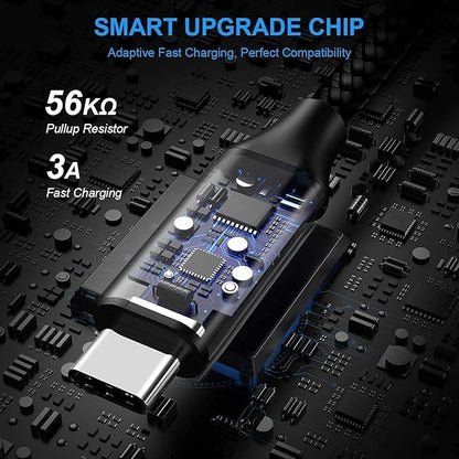etguuds USB to USB C Cable 2ft, 2-Pack USB A to Type C Charger Cord Fast Charging for Samsung Galaxy A17 A16 A15 A26 A36 A56, S25 S24 S23 S22 S21 S20 S10 Note 20, for iPhone 17 16 15, Moto, Black