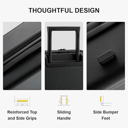 LEVEL8 Luggage Sets 2 Piece, 20/28 inch Hardshell Suitcases Sets, Lightweight Luminous Textured Hardside with Spinner Wheels, Tsa Lock, 2-Piece Set (20/28), Black