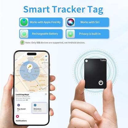 Smart Air Tracker Tag [Apple MFi Certified]- Compatible with Apple Find My (iOS only), Bluetooth Tracker Smart Card Wallet Finder with Wireless Charging, 0.11in Slim, Item Locator for Luggage Tags.