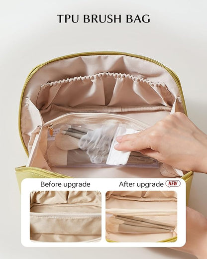 EACHY Travel Makeup Bag,Large Capacity Cosmetic Bags for Women,Waterproof Portable Pouch Open Flat Toiletry Bag Pattern Makeup Bag