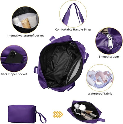 LARVENDER Luggage Sets 5 Piece with Duffel Bag Expandable(Only 28 inch) Hardside PP Carry On Luggage with 360° Spinner Wheels TSA Lock Luggage Sets for Women, Grape Purple
