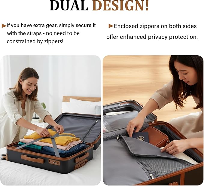 Luggage Sets, 2 Piece Suitcase set with wheels Tsa Lock 20/24 inchi Hardshell Waterproof Travel Suitcases luggage for Women/Men/Family（Black