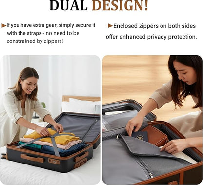 Luggage Sets, 2 Piece Suitcase set with wheels Tsa Lock 20/24 inchi Hardshell Waterproof Travel Suitcases luggage for Women/Men/Family（Black