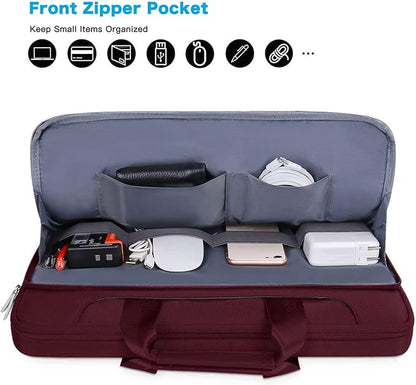 MOSISO 360 Protective Laptop Shoulder Bag Compatible with MacBook Air/Pro, 13-13.3 inch Notebook, Compatible with MacBook Pro 14 inch M5 M4 M3 M2 M1,Matching Color Sleeve with Belt, Wine Red