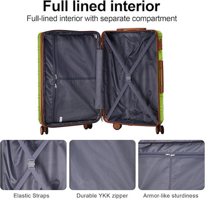 4 Piece Luggage Set Expandable ABS Travel Suitcase Set TSA Lock Hardshell Durable Lightweight Traveling Luggage Sets Gift for Back to School (Apple Green, 28in26in20in13in)