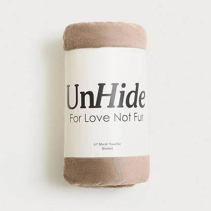UnHide Lil Marsh Traveler - Travel Blanket - Faux Fur Blanket - Durable, Lightweight, Extra Soft Blanket - Mocha Shar Pei (50” x 60”)