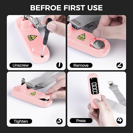 pack all 110 Lbs Luggage Scale, Digital Handheld Baggage Scale, Travel Suitcase Weight Scale with LCD Display, Battery Included, Pink